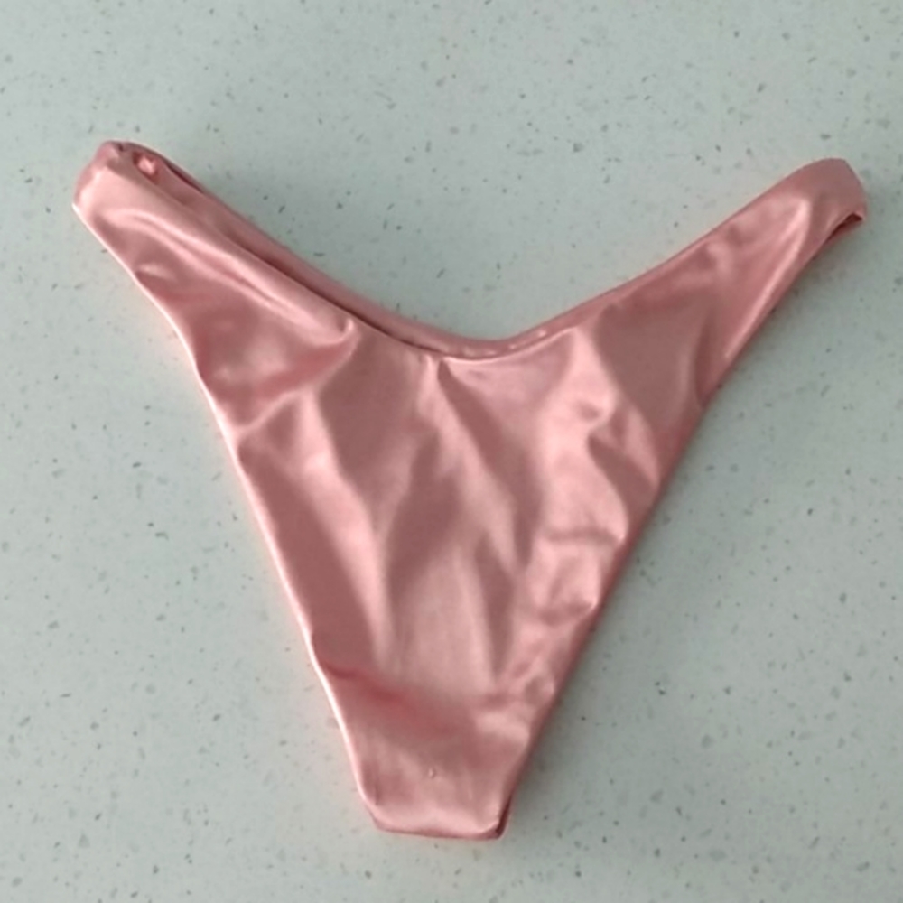 Shein Metellic Peach Pink Bikini Thong Small Swim